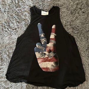 Patriotic Peace Sign Blinged Out Muscle Shirt